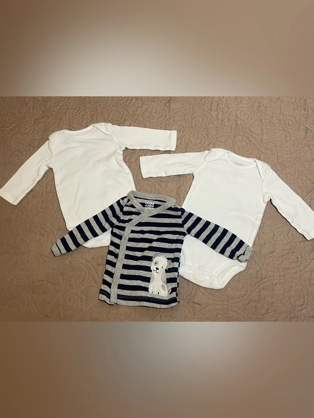 #88a Carter's Child of Mine Duck Duck Goose 0-3M Cotton Animal Striped 8 Pc Lot